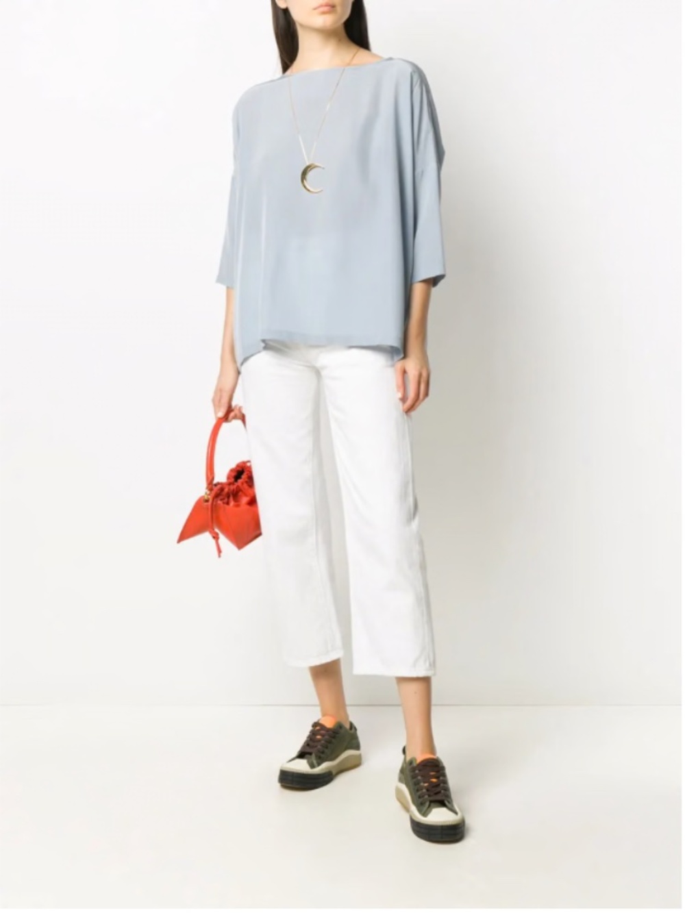 Missoni Cropped Sleeve Silk Blouse Women's Size Large Baby Blue NWT (A1)